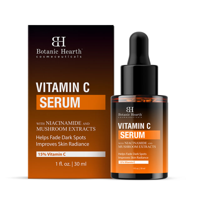 Botanic Hearth 15% Vitamin C Face Serum with Niacinamide, Hyaluronic Acid, Allantoin, Cica, Ferulic Acid & Vitamin E | Targets Dark Spots, Sun Damage, Wrinkles to Brighten & Even Tone Skin| 30 ml