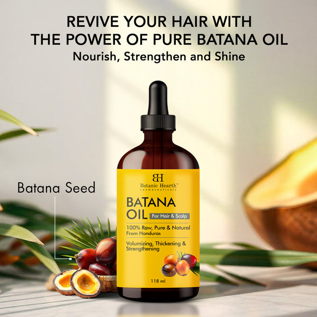 Botanic Hearth Raw Batana Oil for Hair Growth | 100% Pure & Unrefined Oil from Honduras | For Thicker, Stronger Hair - 118 ml