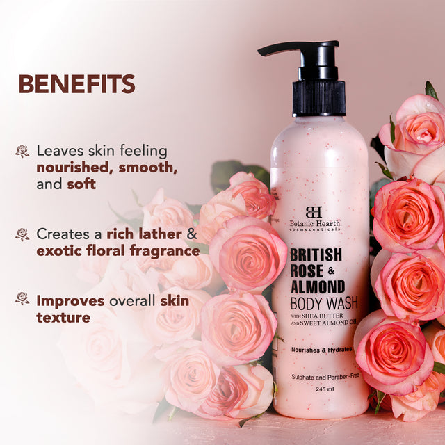 British Rose & Almond Body Wash, 245ml