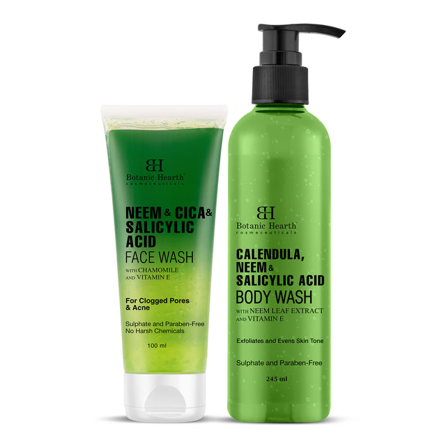 Botanic Hearth Neem Face Wash 100ml with Neem Body Wash 245ml Combo set of 2