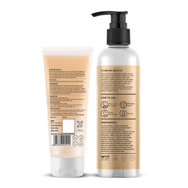 Botanic Hearth Oat & Niacinamide Face Wash, 100ml with Oat & Niacinamide Body Wash 245 ml Combo Set