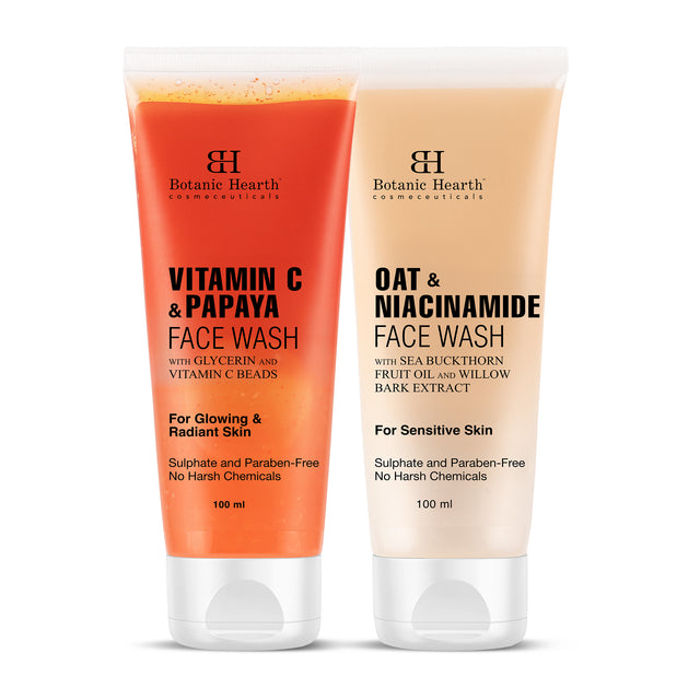 Botanic Hearth Papaya & Vitamin C with Oat & Niacinamide Face Wash Set of 2, 100 ml Each