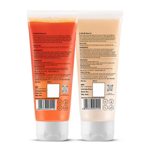 Botanic Hearth Papaya & Vitamin C with Oat & Niacinamide Face Wash Set of 2, 100 ml Each